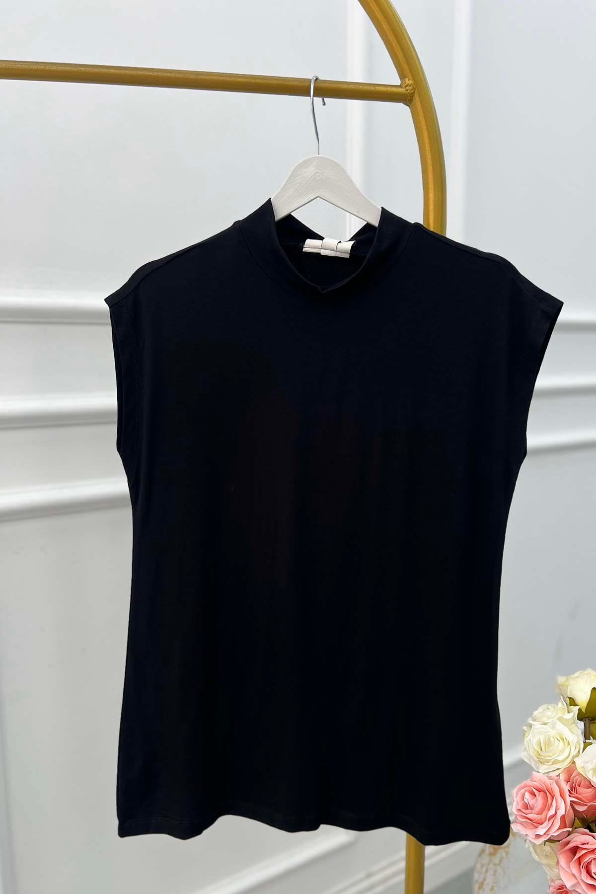 Sare Fashion High Collar Sleeveless Underwear Black