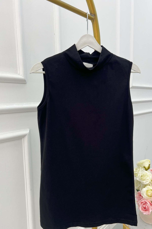 Sare Fashion High Collar Sleeveless Underwear Black