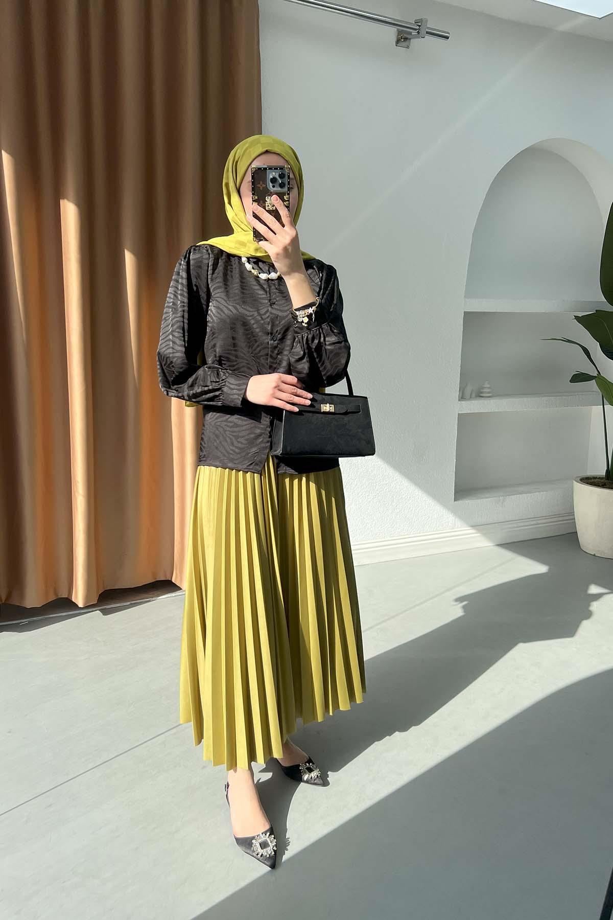 Sare Fashion Zebra Pattern Shirt Black