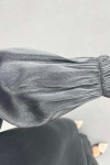 Sare Fashion Chain Detailed Zippered Shiny Suit Gray