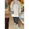 Sare Fashion Chain Detailed Suede Jacket Beige